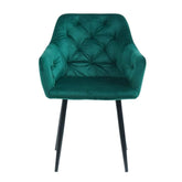 Pachet 3+1 Scaun tip fotoliu living/ dining, verde, tapiserie catifea, cadru metalic, fix, Velvet Old